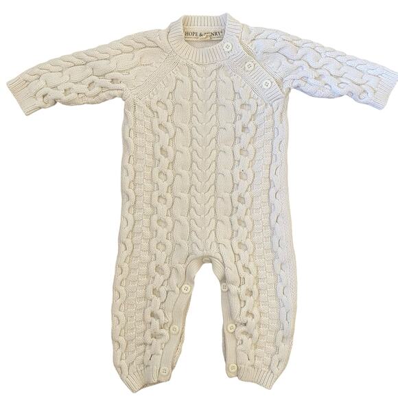 Hope & Henry Other - Hope & Henry Unisex Baby 3-6 Month Romper Chunky Cable Knit 100% Organic Cotton